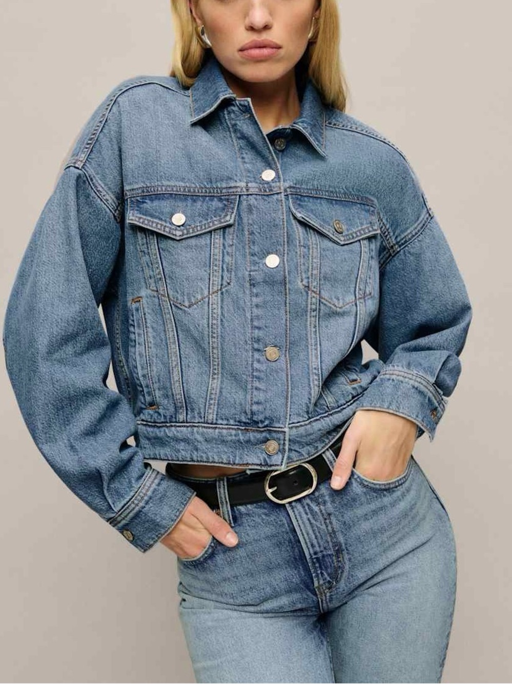 Reformation Rhodes Lived In Denim Jacket Blue Relaxed Boyfriend Fit L